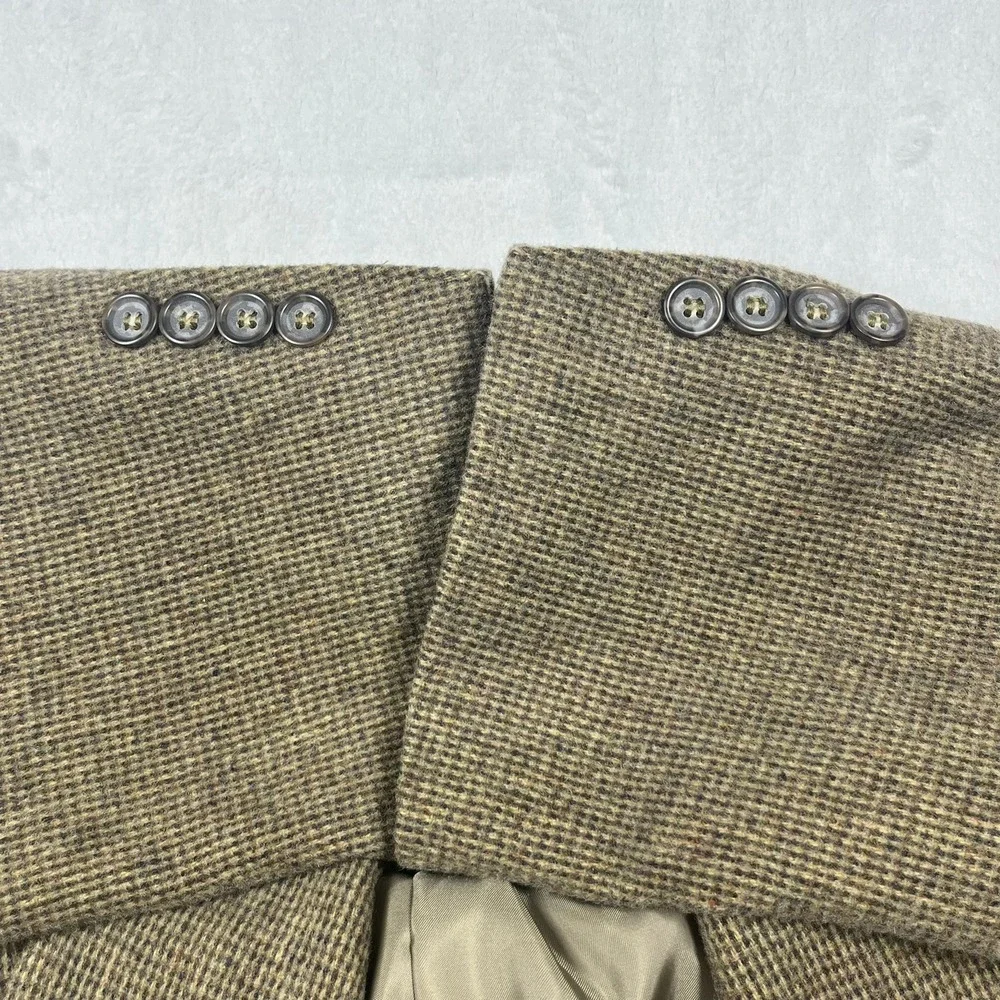 Robert Stock Blazer Mens 42R Brown Wool Camel Hair Sport Coat Micro Check